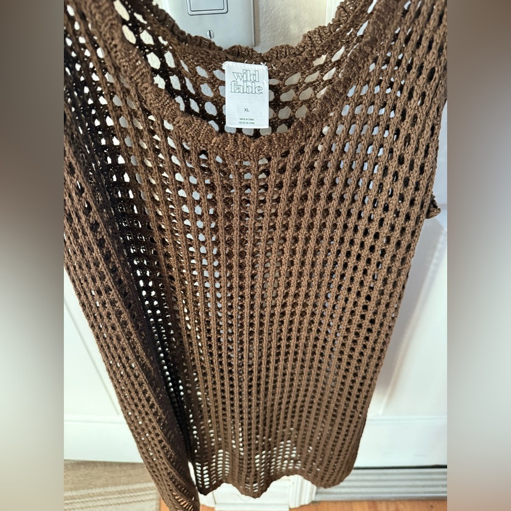 Wild Fable Dark Brown Crochet Tank Top - Picture 2 of 4